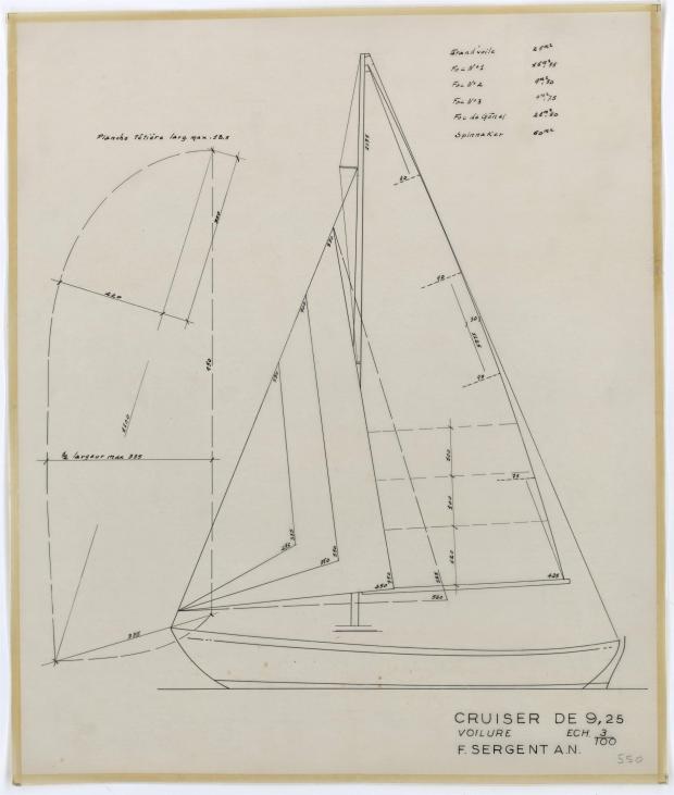 PLAN DE VOILURE/GREEMENT - CABRETTE CRUISER NORVEGIEN 9,25 m (1957)