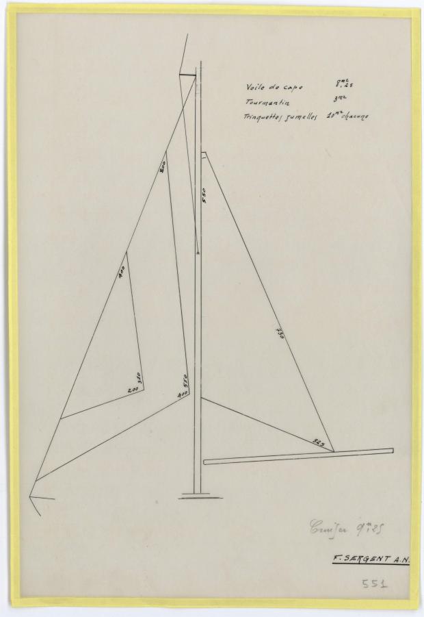PLAN DE VOILURE/GREEMENT - CABRETTE CRUISER NORVEGIEN 9,25 m (1957)