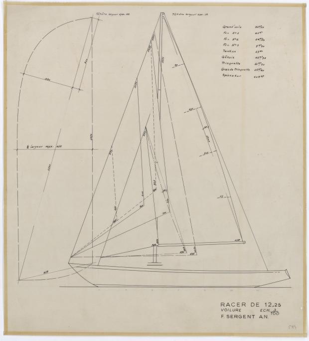 PLAN DE VOILURE/GREEMENT - RACER DE 12,25 M (1958)