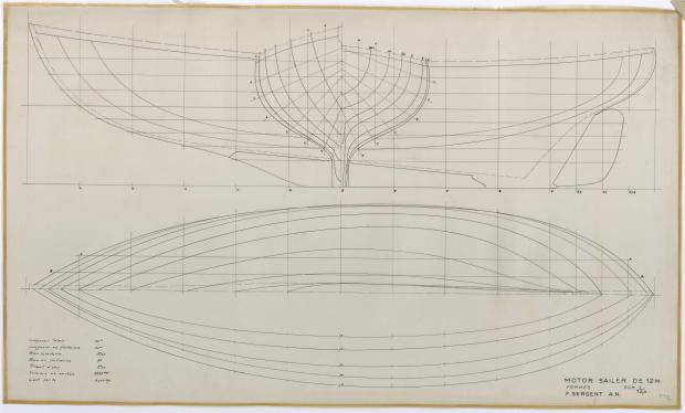 PLAN DE COQUE - MOTOR SAILER DE 12 m (1958)