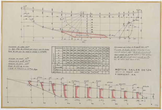 PLAN DE CONSTRUCTION - MOTOR SAILER DE 12 m (1958)