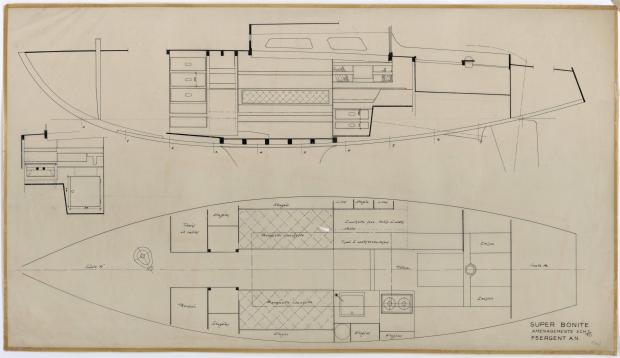 PLAN D&#039;AMENAGEMENT  - SUPER BONITE 8,50 m (1959)