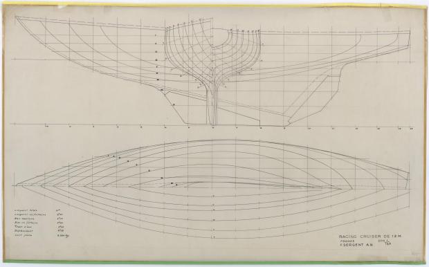 PLAN DE DERIVE/QUILLE - BIMBAM CRUISER RAPIDE DE 12 m (1959)