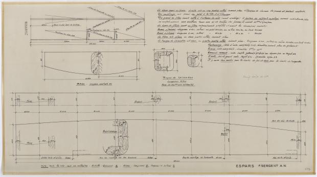 PLAN DE VOILURE/GREEMENT - BIMBAM CRUISER RAPIDE DE 12 m (1959)