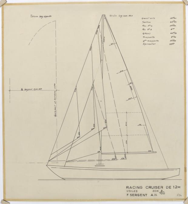 PLAN DE VOILURE/GREEMENT - BIMBAM CRUISER RAPIDE DE 12 m (1959)