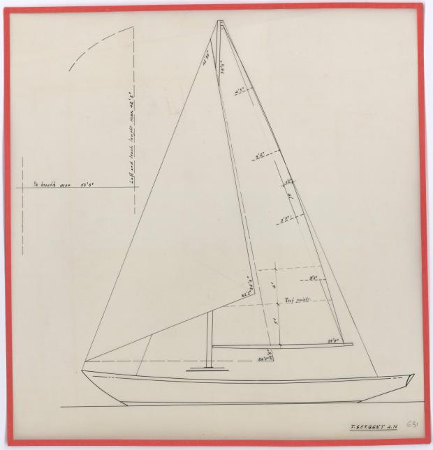 PLAN DE VOILURE/GREEMENT - BIMBAM CRUISER RAPIDE DE 12 m (1959)