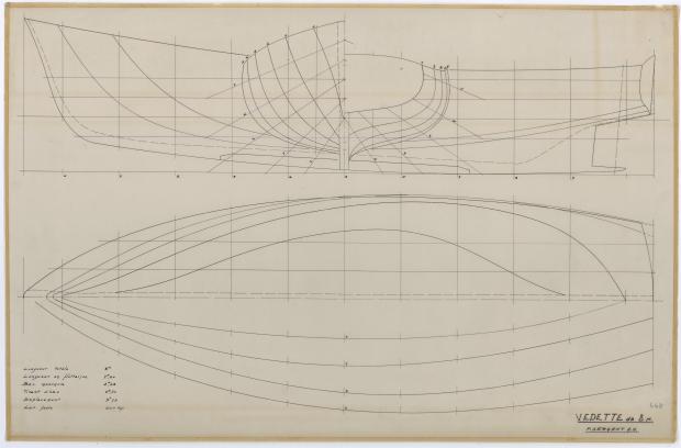 PLAN DE COQUE - VEDETTE  8 m (1960)