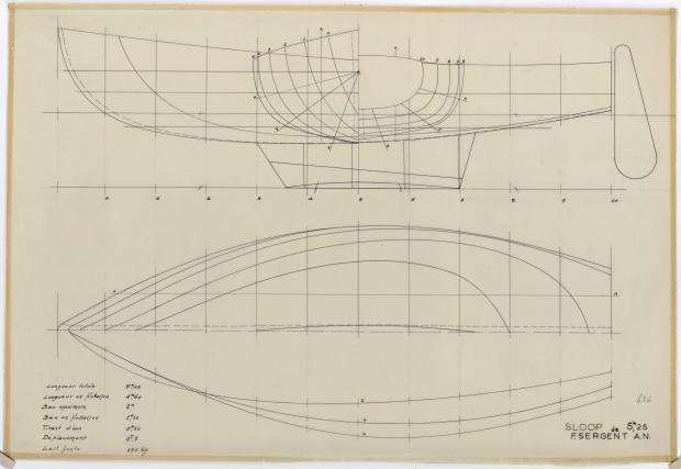 PLAN DE COQUE - SLOOP DE 5,25 m (1960)