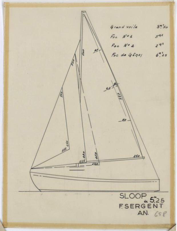 PLAN DE VOILURE/GREEMENT - SLOOP DE 5,25 m (1960)