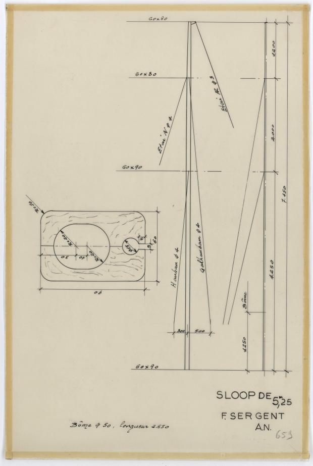 PLAN DE VOILURE/GREEMENT - SLOOP DE 5,25 m (1960)