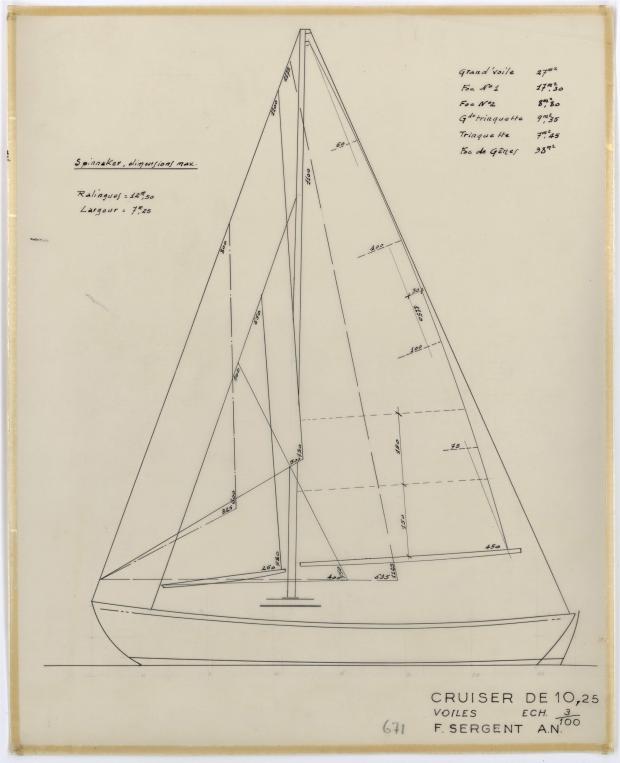 PLAN DE VOILURE/GREEMENT - TALLY-HO CRUISER 10,25 m  (1960)