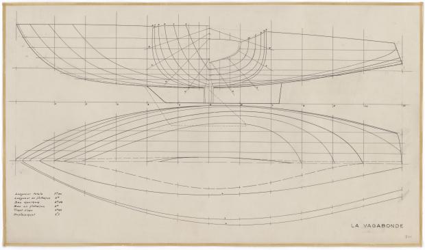 PLAN DE COQUE - LA VAGABONDE SLOOP DE 7,50 m (1960)