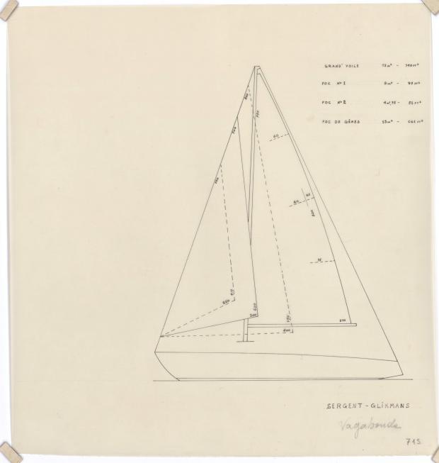 PLAN DE VOILURE/GREEMENT - LA VAGABONDE SLOOP DE 7,50 m (1960)