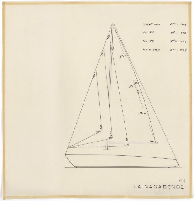 PLAN DE VOILURE/GREEMENT - LA VAGABONDE SLOOP DE 7,50 m (1960)