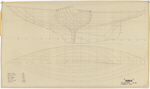 PLAN DE COQUE - VARNA,DORIS, MISTRAL CRUISER RAPIDE 12,20 m (1960)