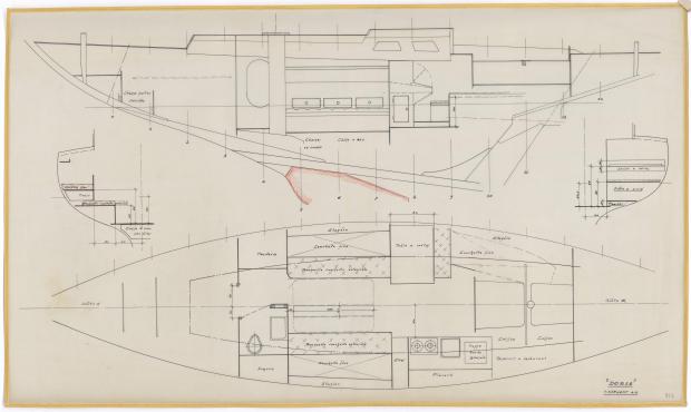 PLAN D&#039;AMENAGEMENT  - VARNA,DORIS, MISTRAL CRUISER RAPIDE 12,20 m (1960)