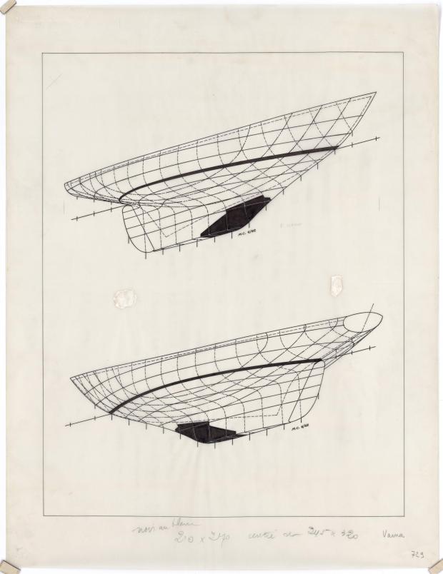 PLAN DE COQUE - VARNA,DORIS, MISTRAL CRUISER RAPIDE 12,20 m (1960)