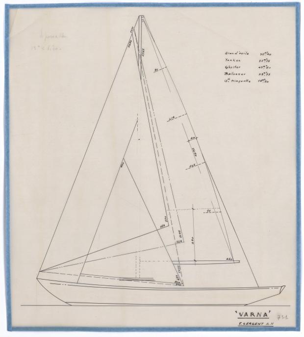 PLAN DE VOILURE/GREEMENT - VARNA,DORIS, MISTRAL CRUISER RAPIDE 12,20 m (1960)