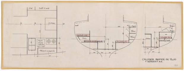 PLAN D&#039;AMENAGEMENT  - VARNA,DORIS, MISTRAL CRUISER RAPIDE 12,20 m (1960)