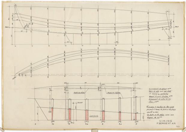 PLAN DE DERIVE/QUILLE - VICKING  5,90 m (1960)