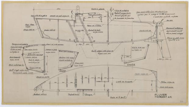 PLAN DE CONSTRUCTION - PLUVIER DERIVEUR LESTE DE 6,60 m (1961)