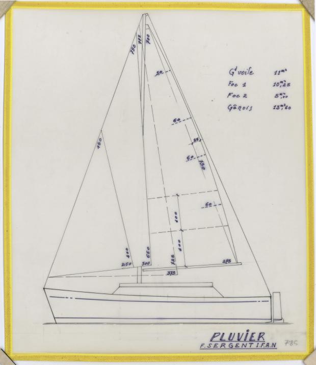 PLAN DE VOILURE/GREEMENT - PLUVIER DERIVEUR LESTE DE 6,60 m (1961)