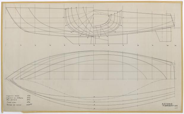 PLAN DE COQUE - ASTERIE 7,50 M à Dérive (1961)