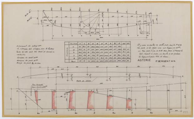 PLAN DE CONSTRUCTION - ASTERIE 7,50 M à Dérive (1961)