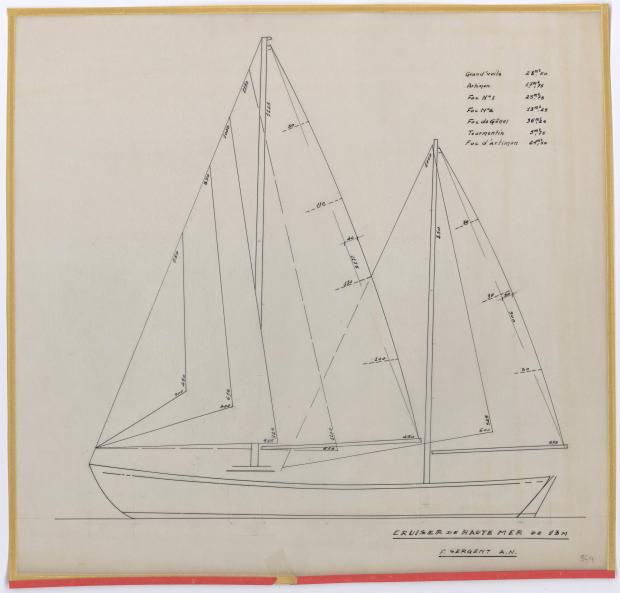 PLAN DE VOILURE/GREEMENT - PATRICIA III CRUISER Hte mer 13 m  (1962)