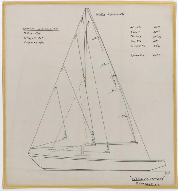 PLAN DE VOILURE/GREEMENT - WINDJAMMER  10 M (1962)