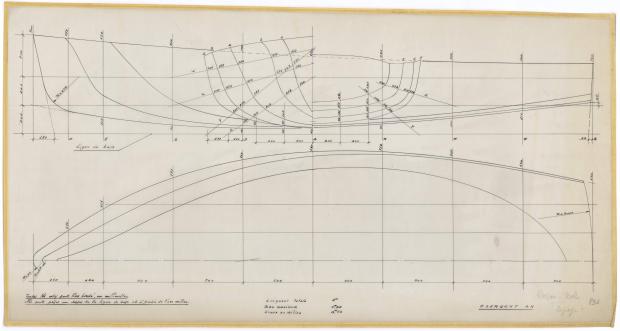 PLAN DE COQUE - ARPEGE DERIVEUR 4 M  (1963)