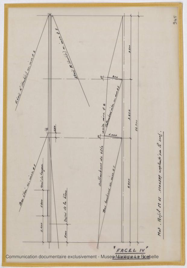 PLAN DE VOILURE/GREEMENT - Thetis III , Facel IV & Ste Anne IV 11,50 m (1964)