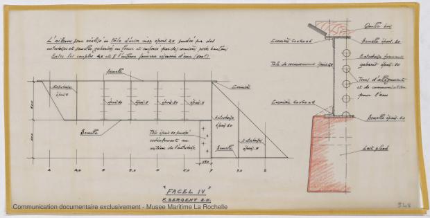 PLAN DE DERIVE/QUILLE - Thetis III , Facel IV & Ste Anne IV 11,50 m (1964)