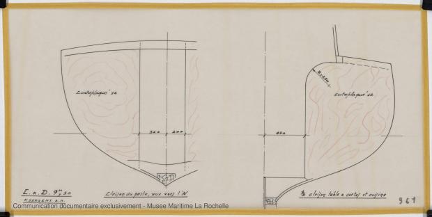 PLAN D&#039;AMENAGEMENT  - Papsy  Cruiser à dérive 9,50 m (1964)