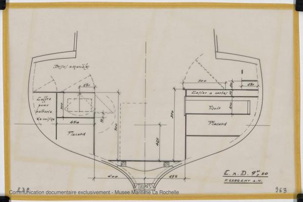 PLAN D&#039;AMENAGEMENT  - Papsy  Cruiser à dérive 9,50 m (1964)