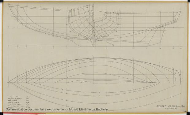 PLAN DE COQUE - Papsy  Cruiser à dérive 9,50 m (1964)