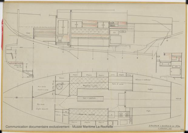 PLAN D&#039;AMENAGEMENT  - Papsy  Cruiser à dérive 9,50 m (1964)