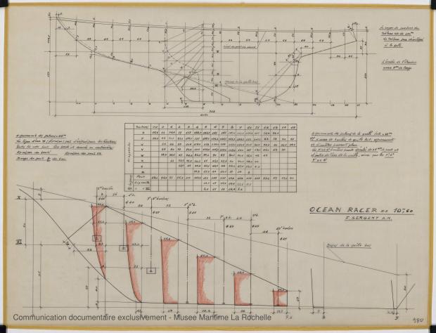 PLAN DE DERIVE/QUILLE - Facel III  Course croisière  10,60 m (1964)