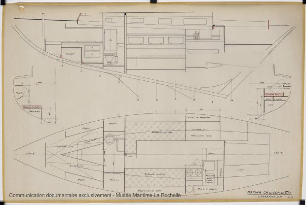 PLAN D&#039;AMENAGEMENT  - Freya III racing cruise 9,50 m (1965)