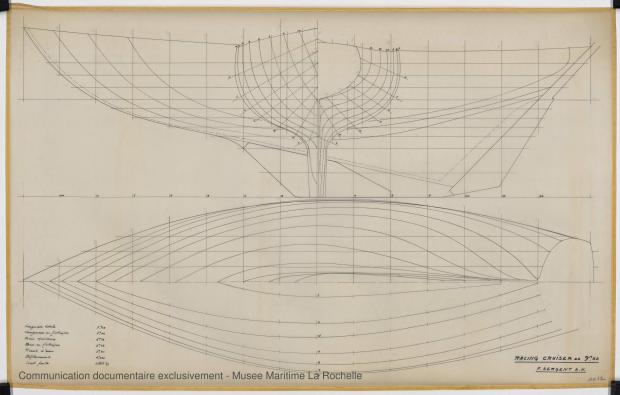 PLAN DE COQUE - Freya III racing cruise 9,50 m (1965)