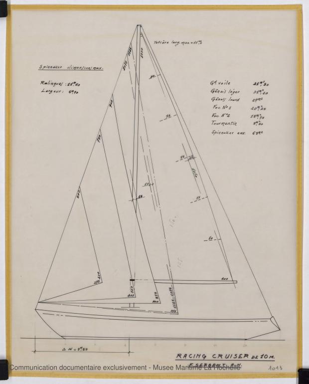 PLAN DE VOILURE/GREEMENT - Gisalnic IV  Racing Cruiser 10 m (1966)