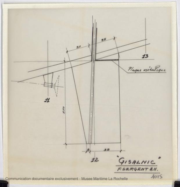 PLAN D&#039;APPAREIL A GOUVERNER - Gisalnic IV  Racing Cruiser 10 m (1966)