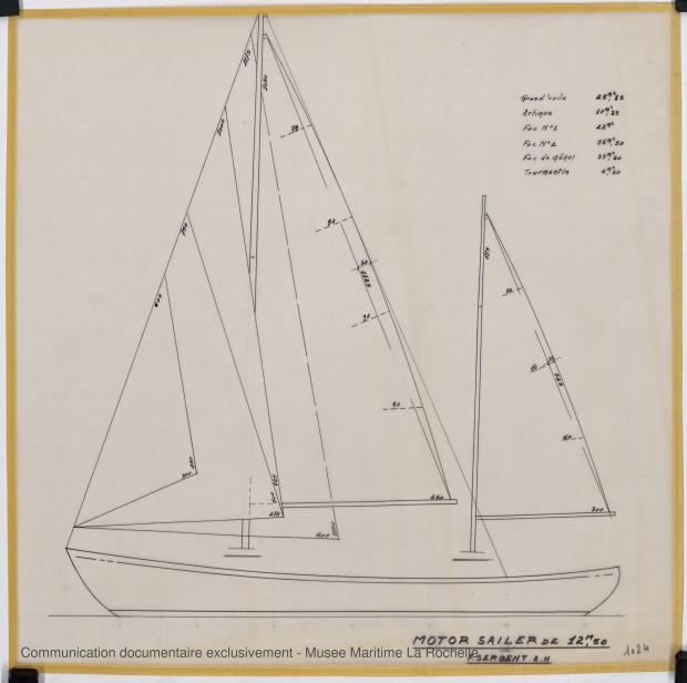 PLAN DE VOILURE/GREEMENT - Circé  Motor sailor 12,50 m (1966)