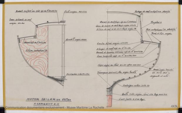 PLAN DE CONSTRUCTION - Circé  Motor sailor 12,50 m (1966)