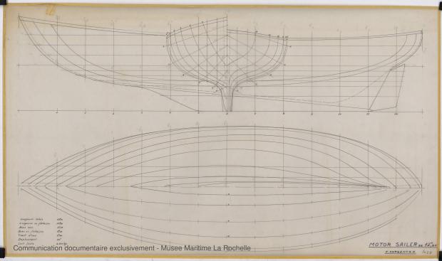 PLAN DE COQUE - Circé  Motor sailor 12,50 m (1966)