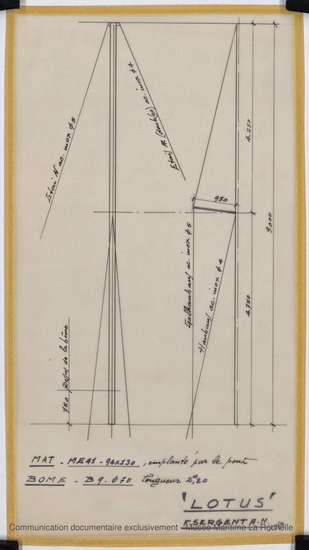 PLAN DE VOILURE/GREEMENT - Lotus  7,50 m  (1966)