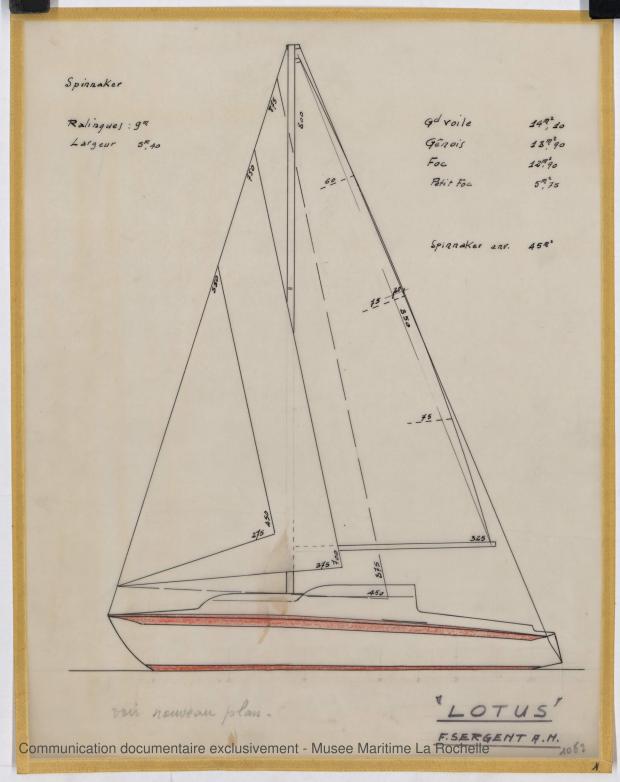 PLAN DE VOILURE/GREEMENT - Lotus  7,50 m  (1966)