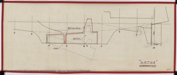 PLAN DE DERIVE/QUILLE - Lotus  7,50 m  (1966)