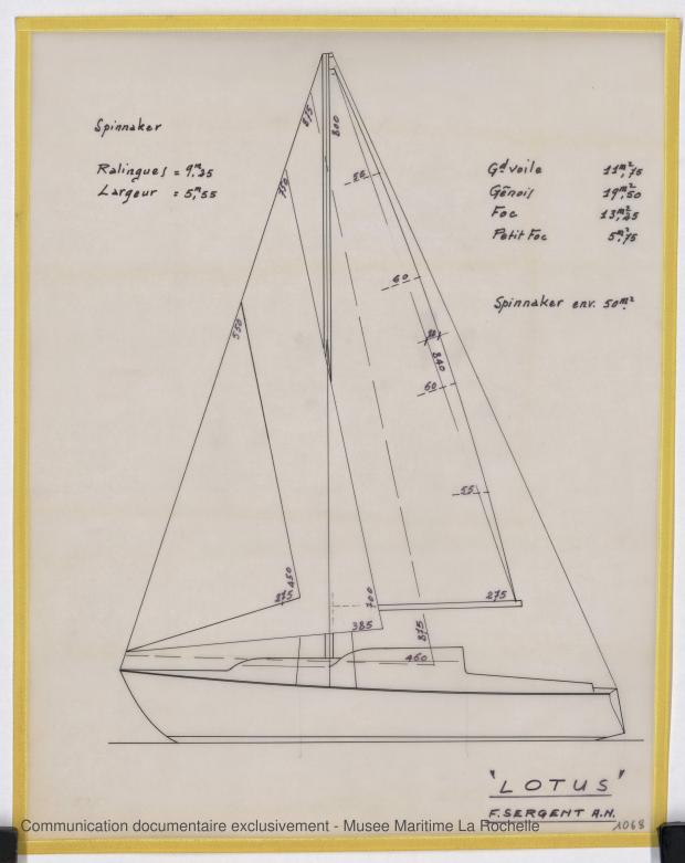 PLAN DE VOILURE/GREEMENT - Lotus  7,50 m  (1966)