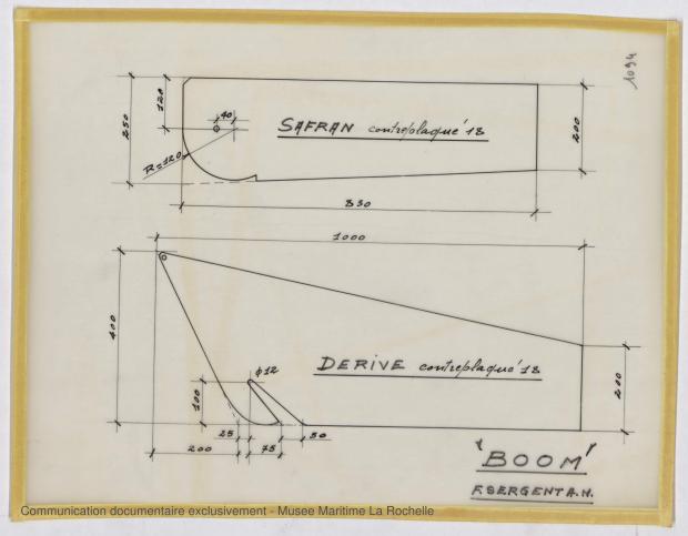 PLAN DE DERIVE/QUILLE - Boom dériveur 3,60 M (1967)